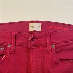Alice + Olivia Red Good High Rise Skinny Jeans size 27